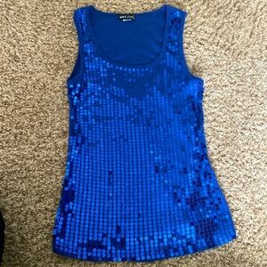 Y2K Wet Seal dark blue sequin tank top size small